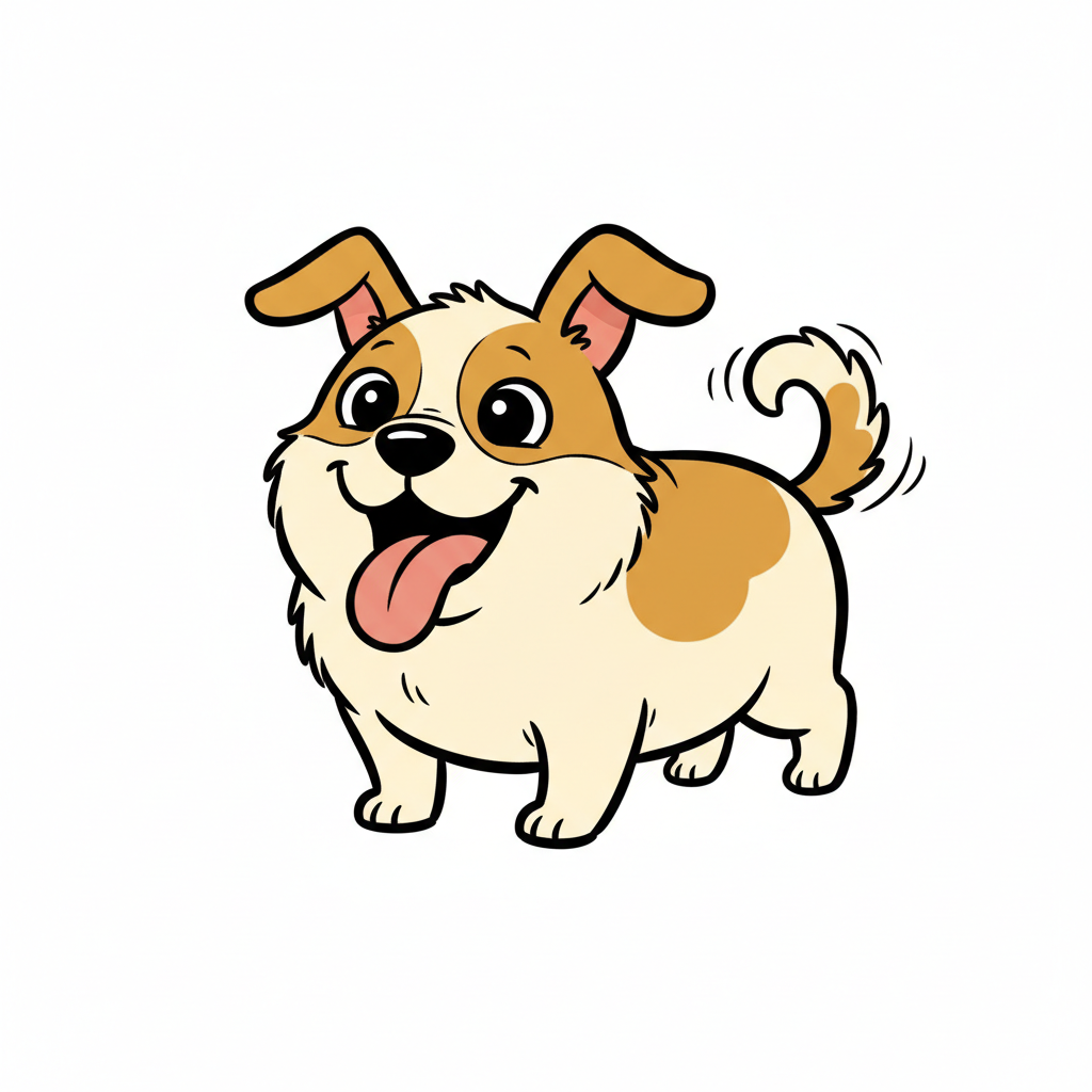 Cute cartoon illustration of a happy dog
